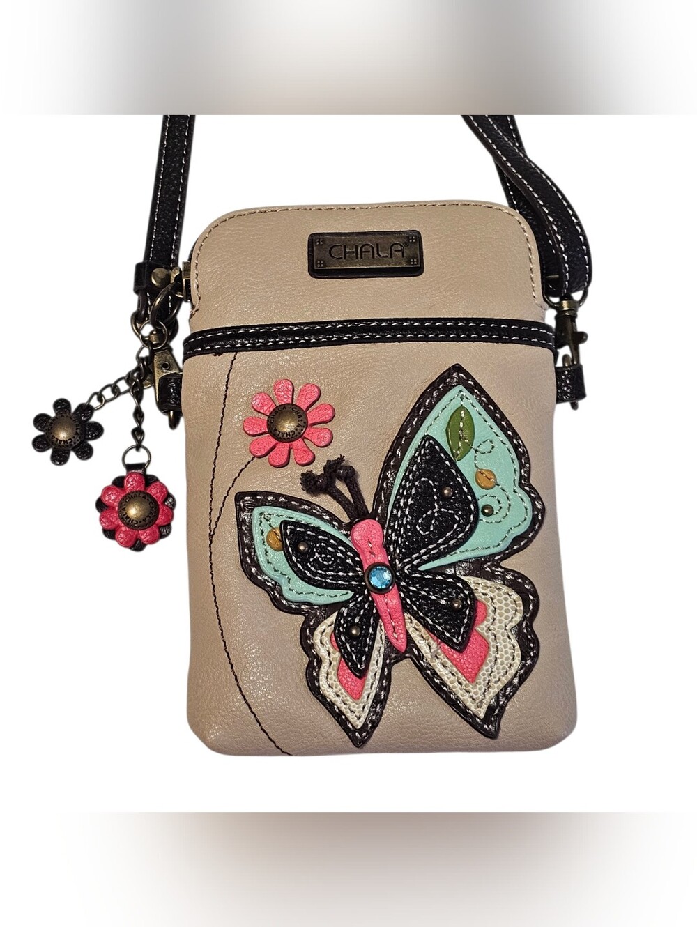 Chala Butterfly Crossbody Wristlet Purse Handbag Flower Floral Phone Holder